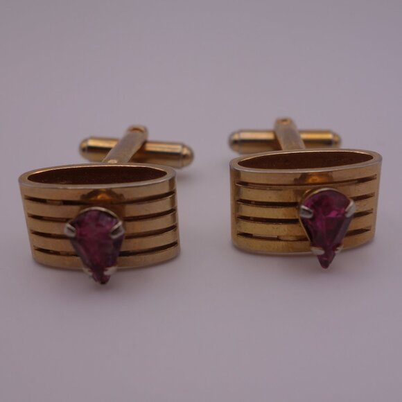 Cuff Links with Purple Stone - Picture 2 of 16